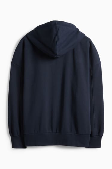 Femei - Hanorac cu fermoar și glugă - albastru închis