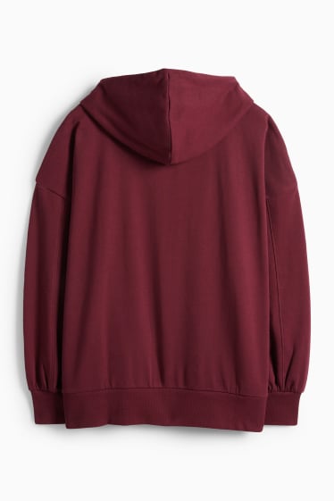 Femei - Hanorac cu fermoar și glugă - bordo