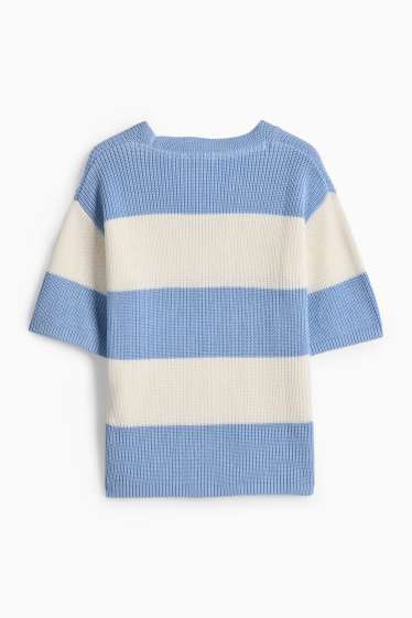 Dames - Trui - wit / lichtblauw