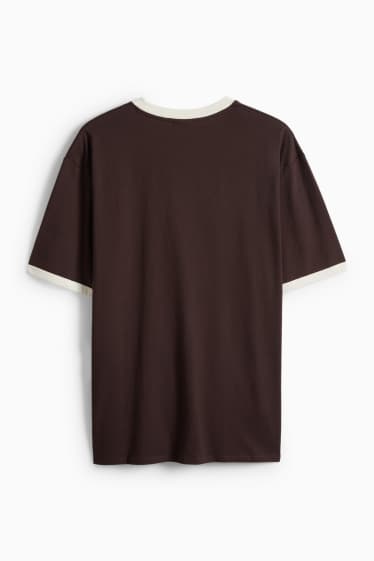 Pánské - Tričko - relaxed fit - tmavohnědá