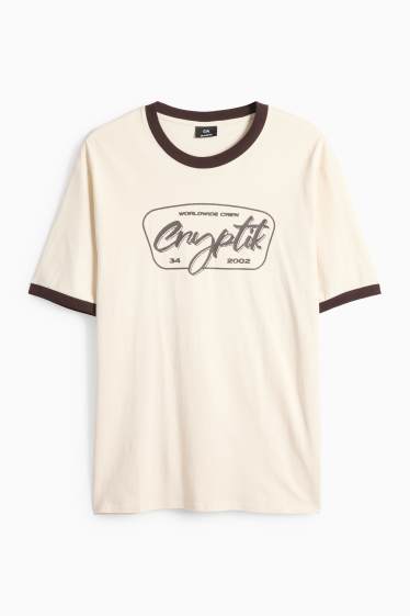 Pánské - Tričko - relaxed fit - světle béžová