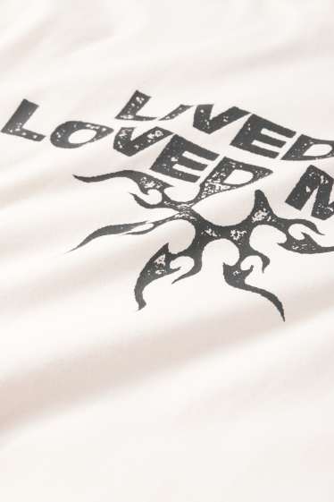 Pánské - Tričko - relaxed fit - krémově bílá