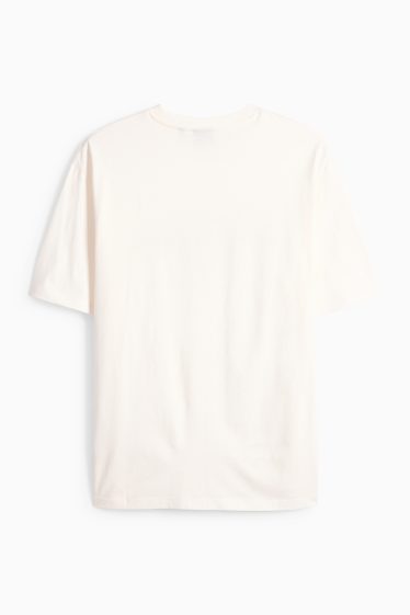 Pánské - Tričko - relaxed fit - krémově bílá