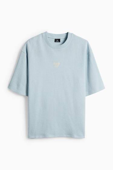 Hommes - T-shirt - Oversize - finition texturée - bleu clair