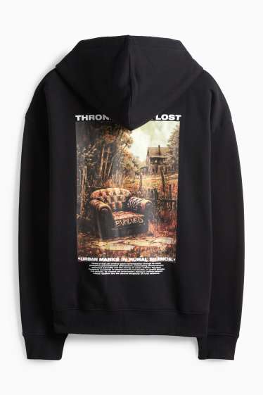 Pánské - Oversized mikina s kapucí - černá