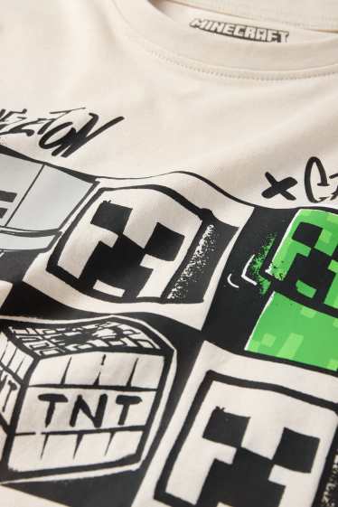 Děti - chlapci - Minecraft - tričko s krátkým rukávem - světle béžová