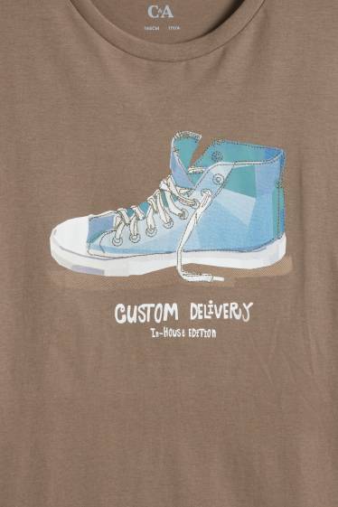 Kinderen: jongens - Set van 3 - skater en sneaker - T-shirt - bruin / blauw