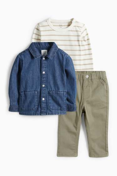 Bébés garçons - Tenue bébé - 3 pièces - vert / blanc crème