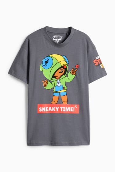 Děti - chlapci - Brawl Stars - tričko s krátkým rukávem - šedá