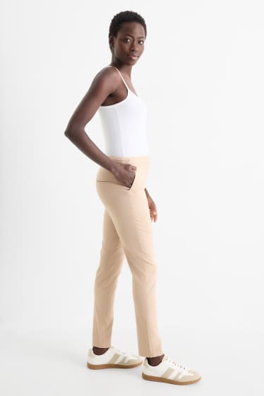 Damen - Stoffhose - Mid Waist - Tapered Fit - beige