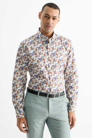 Herren - Businesshemd - Regular Fit - Button-down - gemustert - bunt