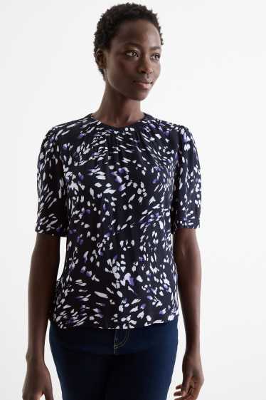 Damen - Bluse - gemustert - dunkelblau