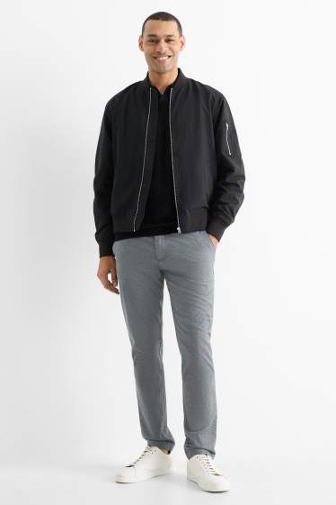 Pánské - Kalhoty chino - slim fit - strukturované - tmavošedá