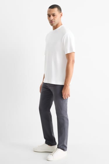 Hommes - Pantalon - slim fit - texturé - gris foncé