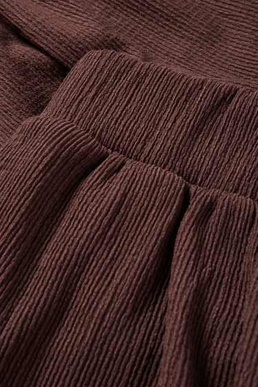 Femmes - Pantalon de jogging - finition texturée - marron foncé