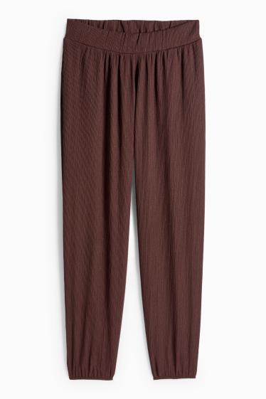 Femmes - Pantalon de jogging - finition texturée - marron foncé