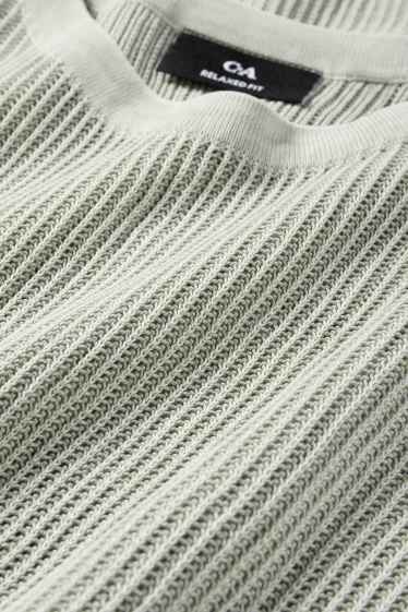 Herren - Strickpullover - kurzarm - gerippt - mintgrün