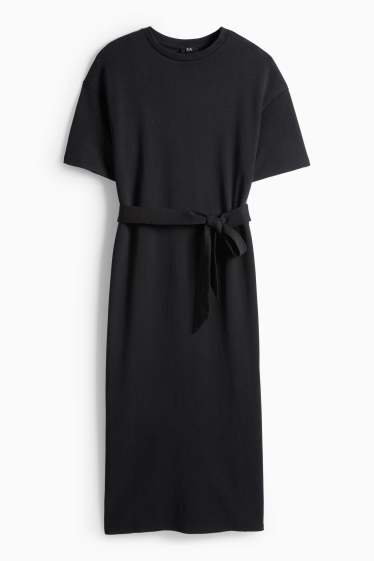 Femmes - Robe T-shirt avec ceinture - noir