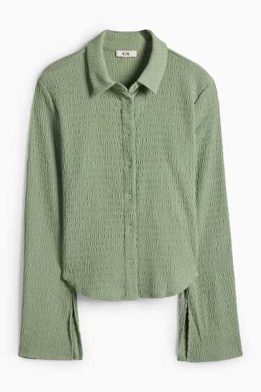 Women - Shirt blouse - smocked - light green