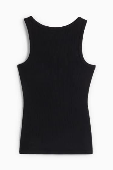 Damen - Still-Top - gerippt - schwarz