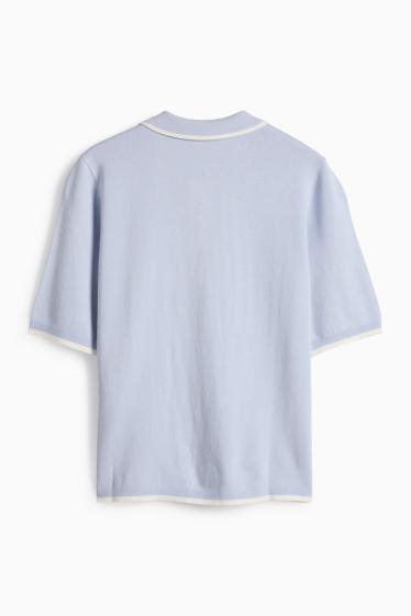 Damen - Strickpullover - kurzarm - hellblau