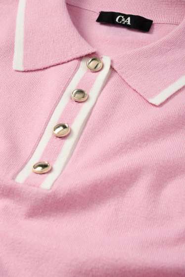 Femmes - Pull en maille - manches courtes - rose