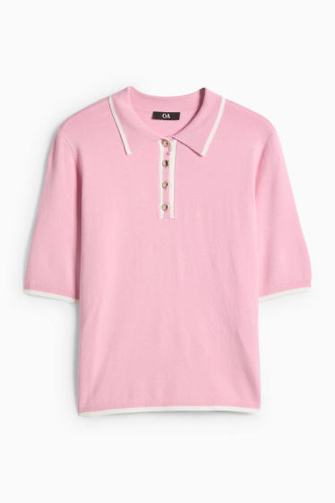Femmes - Pull en maille - manches courtes - rose