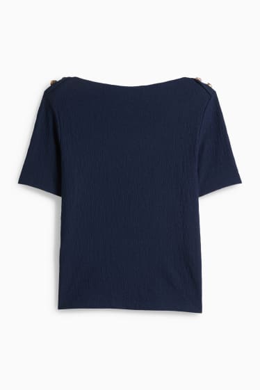 Donna - T-shirt - regular fit - tessuto tramato - blu scuro