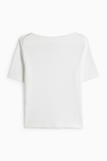 Women - T-shirt - regular fit - textured - white