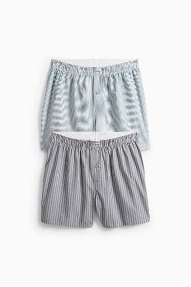 Hommes - Lot de 2 - caleçons - tissés - bleu / gris