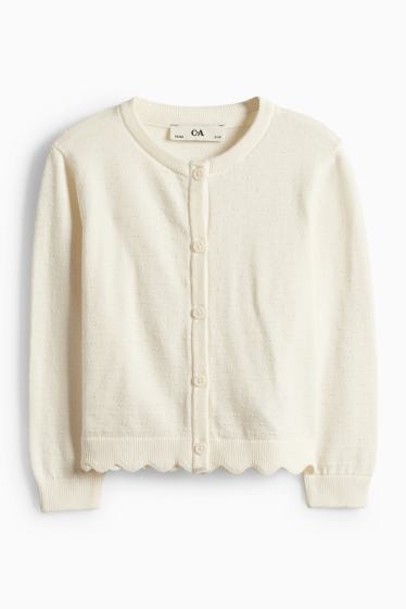 Děti - dívky - Pletený kardigan - strukturovaný - krémově bílá