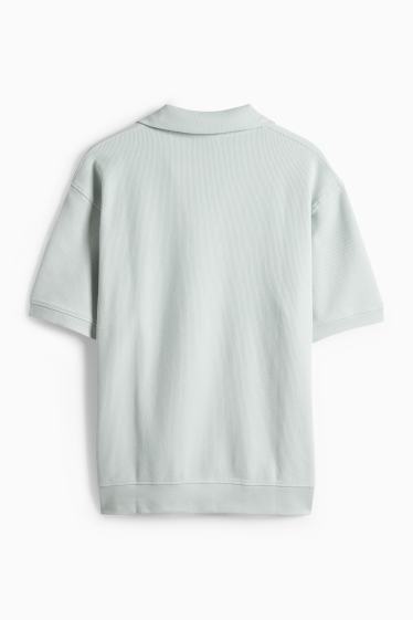 Bărbați - Tricou polo din tricot - relaxed fit - reiat - verde mentă