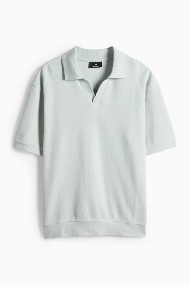 Bărbați - Tricou polo din tricot - relaxed fit - reiat - verde mentă