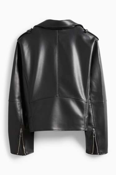 Women - Biker jacket - faux leather - black