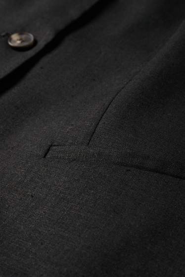 Damen - Business-Weste - tailliert - Leinen-Mix - schwarz