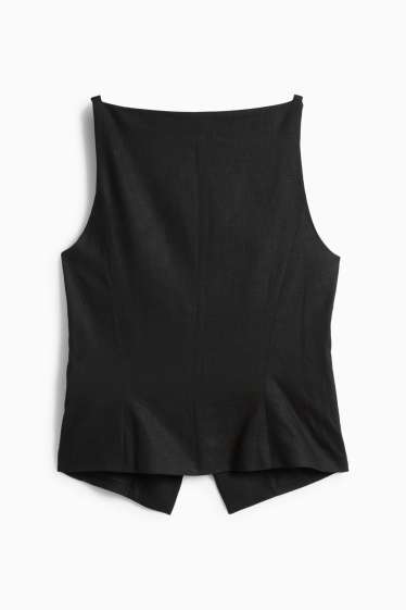 Damen - Business-Weste - tailliert - Leinen-Mix - schwarz