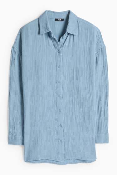 Femmes - Chemisier en gaze de coton - bleu
