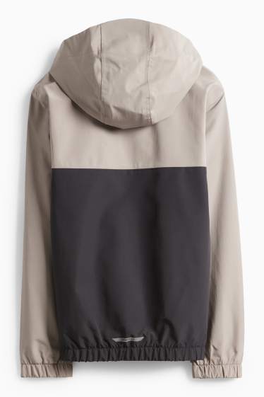 Děti - chlapci - Nepromokavá bunda s kapucí - vodotěsná - černá/béžová