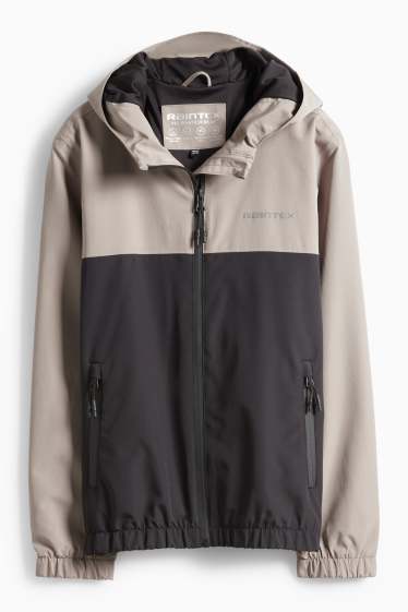 Děti - chlapci - Nepromokavá bunda s kapucí - vodotěsná - černá/béžová