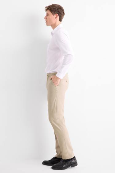 Pánské - Oblekové kalhoty - regular fit - stretch - kostkované - béžová