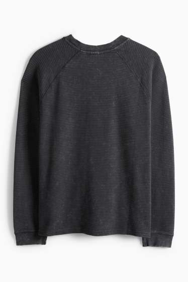 Hommes - Haut à manches longues - relaxed fit - finition texturée - noir