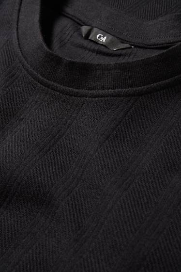 Herren - T-Shirt - Regular Fit - strukturiert - schwarz