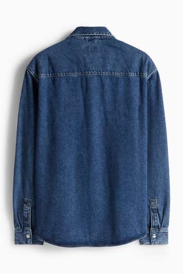 Hommes - Chemise en jean - Oversize - col kent - jean bleu