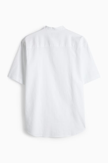 Bărbați - Cămașă - regular fit - guler drept - amestec de in - alb