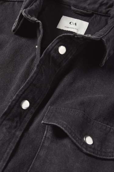 Hommes - Chemise en jean - Oversize - col kent - jean gris foncé