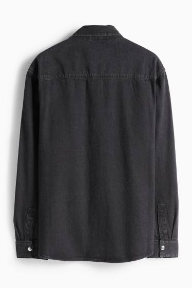 Hommes - Chemise en jean - Oversize - col kent - jean gris foncé