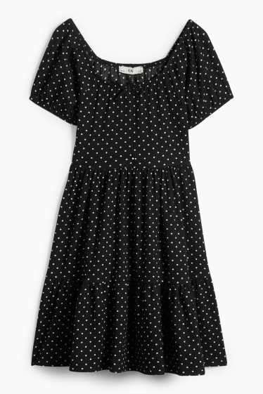 Kinder Mädchen - Kleid - gepunktet - grün-melange