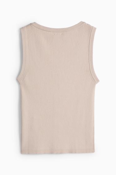Femmes - Haut - finition côtelée - beige
