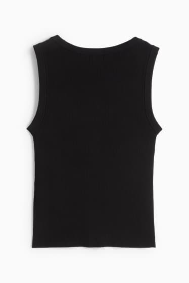 Femmes - Haut - finition côtelée - noir