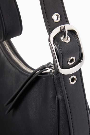 Damen - Schultertasche - Lederimitat - schwarz